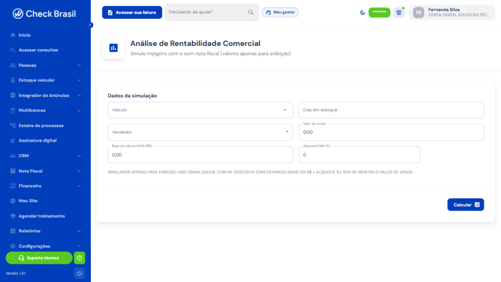 Análise de Rentabilidade Comercial com simulador de margens
